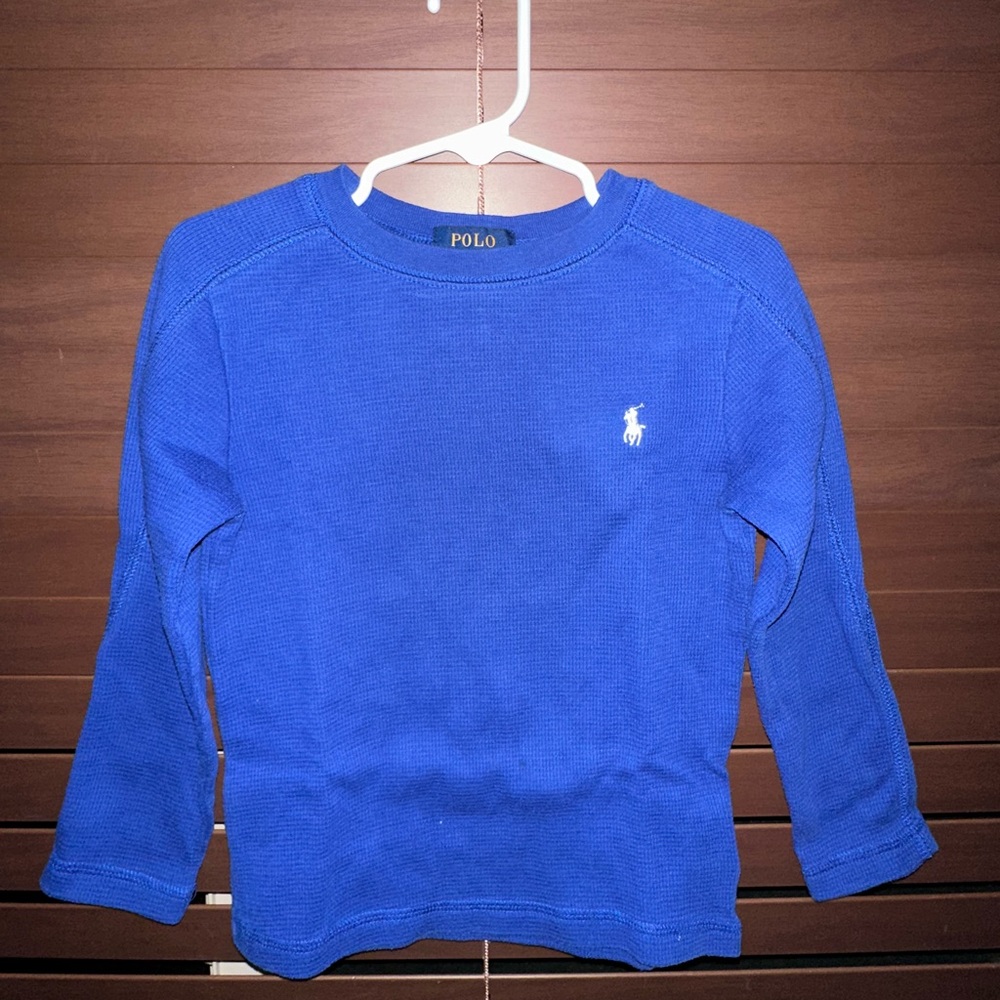 Polo by Ralph Lauren Blue Long Sleeve Waffle Shirt